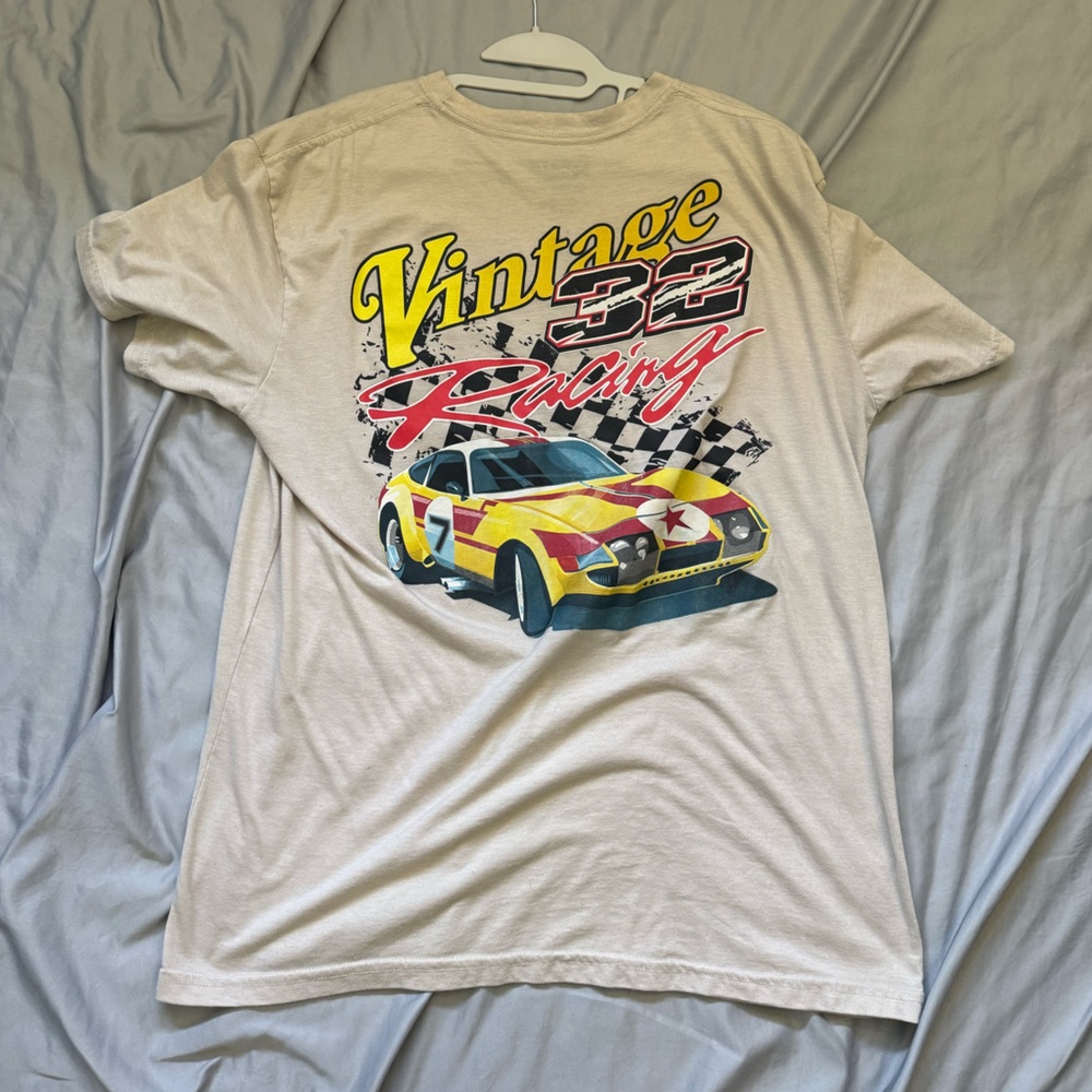 Cream Short Sleeve Tee with Vibrant Graphic Design